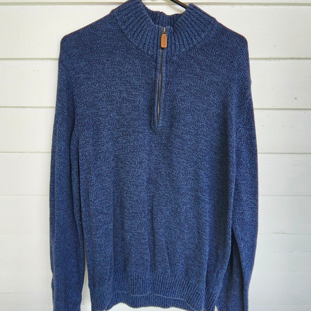 St John's Bay Mens Sweater, Front zipper, Dark Blue Color, Used, XL, 100% Cotton